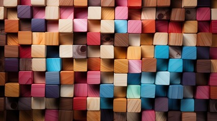 Background of multicolored wooden cubes