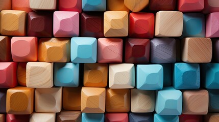Background of multicolored wooden cubes