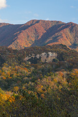 日本　青森県西津軽郡深浦町の白神山地西部に位置する日本キャニオンと紅葉