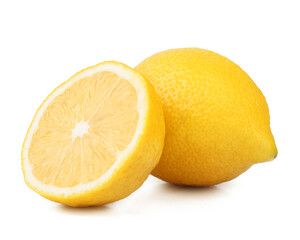 Lemon and slice isolated on a white background