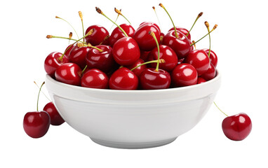 Bowl of Luscious Cherries on white background