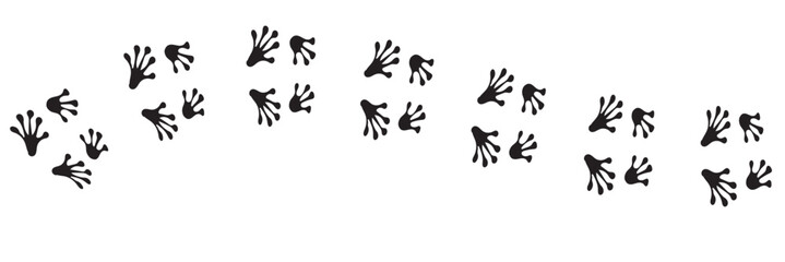 Frog or toad paw footprint. Silhouette. Front and hind frog legs. Black pow vector . Paw print of amphibian, frog, toad, lizard, salamander, newt. Icon, symbol. Print, textile, postcard, t-shirt.
