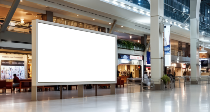 A billboard, or digital sign, in a shopping mall. png
