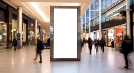 Blank digital billboard in the mall. png