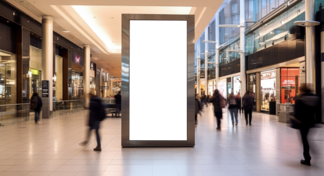 Blank digital billboard in the mall. png