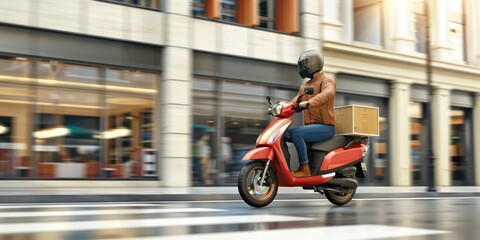 person riding a motorcycle delivery concept