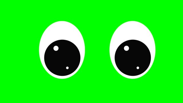 Cartoon simple blinking looking cat eyes on green screen insert, chroma key green screen graphics motion.. Super high resolution.