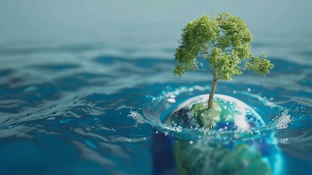 earth globe and ecology nature conservation for environmental protection, saving water and planet sustainability