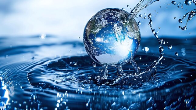saving water and world environmental protection concept, earth globe ecology nature planet concepts