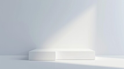 Minimalist product display with spotlights - Perfect for showcasing products, this minimalist image presents a clean white platform with directional lighting, emphasizing simplicity and focus