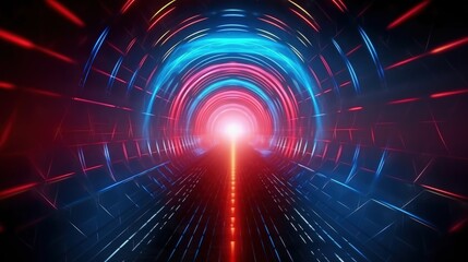 Obraz premium A tunnel with a blue-red glow.