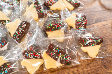 Festive Cookie Packaging with Chocolate-Dipped Christmas Delights