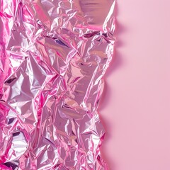 pink crumpled foil background.