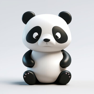 3D Illustration of a Cute Cartoon Panda Plush Toy