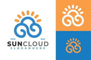 Sun Cloud Logo design vector symbol icon illustration