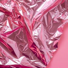 pink crumpled foil background.