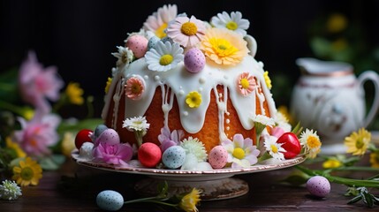 easter cake with flowers