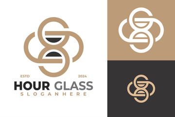 Elegant Hourglass Logo design vector symbol icon illustration - obrazy, fototapety, plakaty