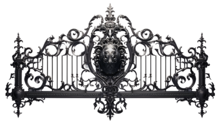 Ornate Ironwork Gate Detail on transparent background