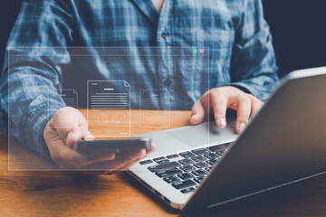 Document, Online documentation database and document management system concept. document management...