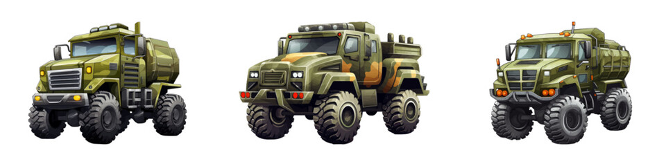 Naklejka premium Cartoon military truck. Vector illustration
