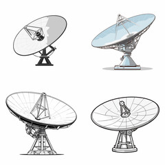 Satellite Dish (Communication Satellite Dish). simple minimalist isolated in white background vector illustration