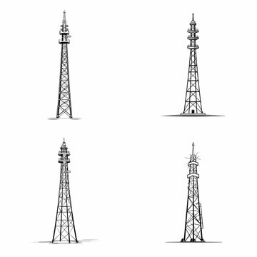 Cellular Tower (Mobile Phone Signal Tower). simple minimalist isolated in white background vector illustration