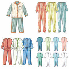 Pajamas (Pajama Set). simple minimalist isolated in white background vector illustration