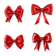 Holiday Bow (Festive Red Ribbon Bow). simple minimalist isolated in white background vector illustration