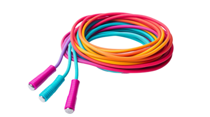 Colorful Plastic Jump Rope on transparent background