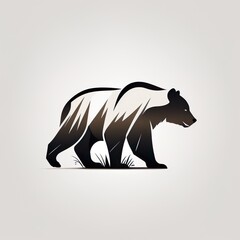 Bear black and white silhouette. Bear logo symbol design - 748706885