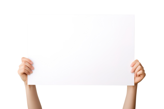 Hand holding blank paper isolated on transparent background Remove png, Clipping Path, pen tool