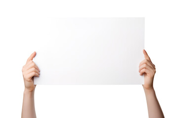 Hand holding blank paper isolated on transparent background Remove png, Clipping Path, pen tool