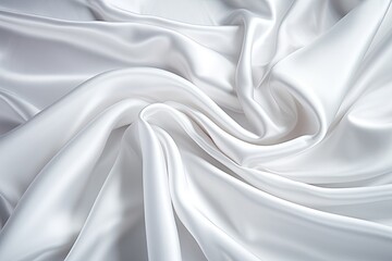 Close-Up of White Bedding Sheets with Copy Space on Textured Fabric Background