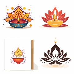Diwali Greeting Card (Festive Greeting Card Design). simple minimalist isolated in white background vector illustration