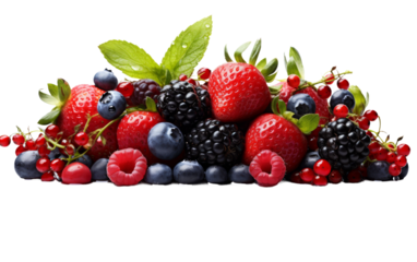 Vibrant Summer Berry Composition on transparent background