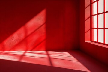 Abstract red background for product presentation with window shadows.