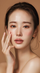 Fototapeta na wymiar Generative AI Cosmetic model Beautiful Korean woman