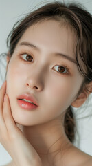 Fototapeta premium Generative AI Cosmetic model Beautiful Korean woman