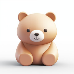 Digital Illustration of a Cute Glossy Teddy Bear Sitting
