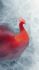 Abstract red backgrounds in splatters, bubbles, and drops can bring to mind a variety of animal imagery. From the graceful swan to the phoenix.