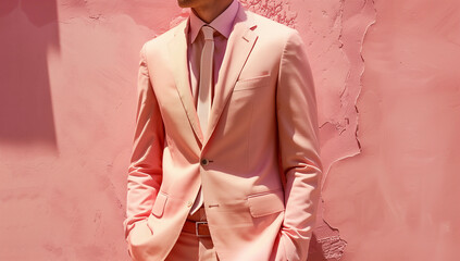 close-up business suit peach fuzz trend color 2024