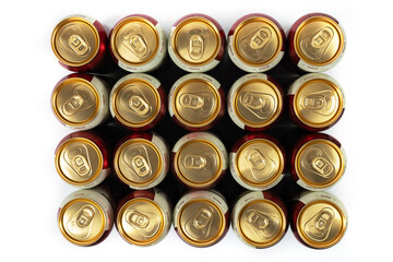 meta beer cans background top view