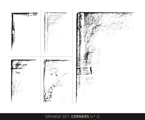 Grunge set: Corner elements N°2 (vectorized textures in black and white)