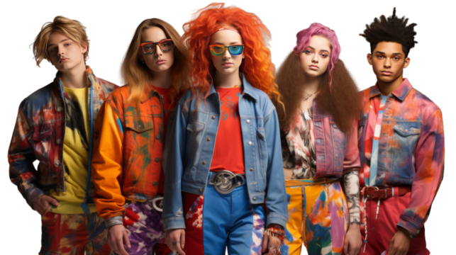 Teenagers Embracing Uniqueness on white background