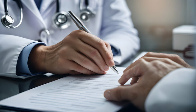 A close-up of a doctor's hands typing medical notes, signifying the meticulous documentation integral to healthcare
