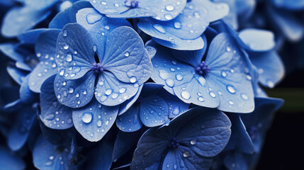 Beautiful floral background banner. Close up of hydrangeas in blue