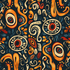 Naklejka premium Vector Floral Seamless Pattern with Vintage Indian and Persian Swirl for Wallpaper, Textile and Decor.