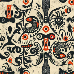 Naklejka premium Vector Floral Seamless Pattern with Vintage Indian and Persian Swirl for Wallpaper, Textile and Decor.