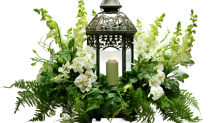 Hanging Lantern Metal Planter on white background